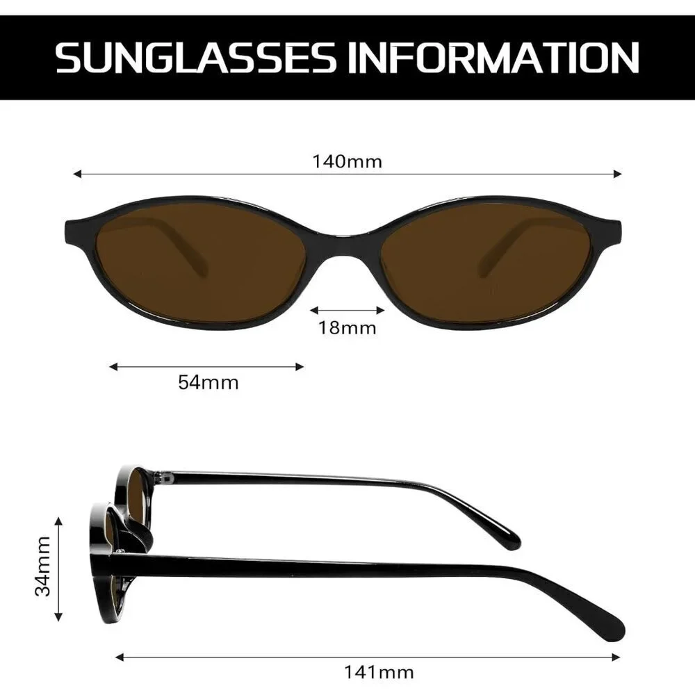 Women's Brown Retro Trendy Sunglasses Cat Eye Lightweight Narrow Shades